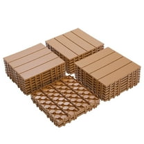 44PCS Plastic Interlocking Deck Tiles, 11.8"x11.8, Patio Flooring Outdoor Waterproof All Weather Use for Garden Poolside Front/Back Yard, Mahogany Colour