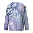 thumbnail image 5 of Crewneck Sweatshirts Womens Trendy Floral Printed Long Sleeve Fall Winter Casual Tunic Tops Loose Fit (M, Purple 01), 5 of 5