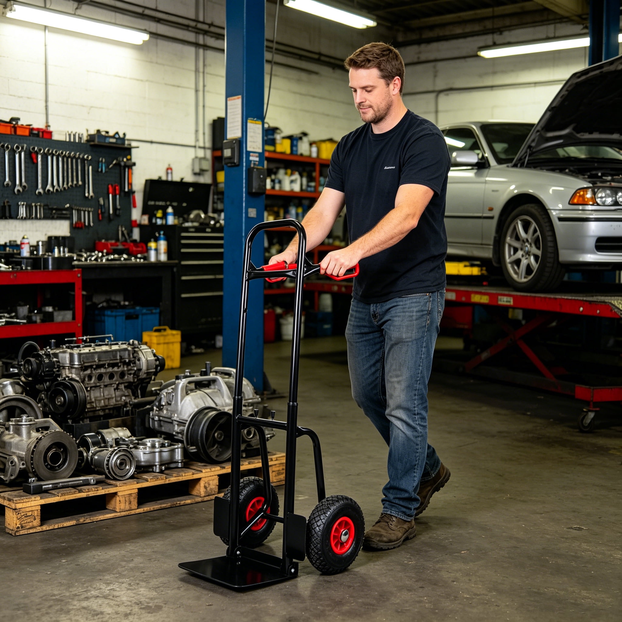 Heavy-Duty Folding Hand Truck with Retractable Handle for Moving