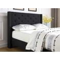 thumbnail image 2 of Oliver and Smith King Upholstered Platform Bed Frame Black - 51 Inch Tall Button Tufted Headboard - Soft Linen Fabric Wood Slats - Modern Fabric Design - Easy Assembly (ASTOR), 2 of 3