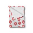 thumbnail image 2 of Feminine Soft Flannel Fleece Throw Blanket, Pattern of Lipstick Kiss Marks Woman Valentines Wedding Theme Illustration, Cozy Plush for Indoor and Outdoor Use, 50" x 70", White Red, by Ambesonne, 2 of 6