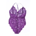 thumbnail image 1 of Lencería sexy de talla grande con tirantes, multicolor, escote en V profundo, transparente, de una pieza en el interior, 1 of 6