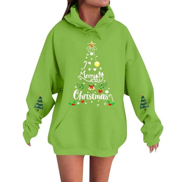 WZXFASHION Chandails à Capuche de Noël pour Femmes Chandail Surdimensionné pour Femmes avec Adorable Graphique de Gnome Chandail à Capuche Confortable jusqu'à 50 % de Rabais Chandail à Col Rond