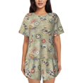 thumbnail image 1 of Fotbe Marine Sailing Badges Conjunto de Pijama Estampado para Mujer, 2 Piezas, Ropa de Dormir con Camiseta de Manga Corta y Shorts Suaves-3X-Large, 1 of 6
