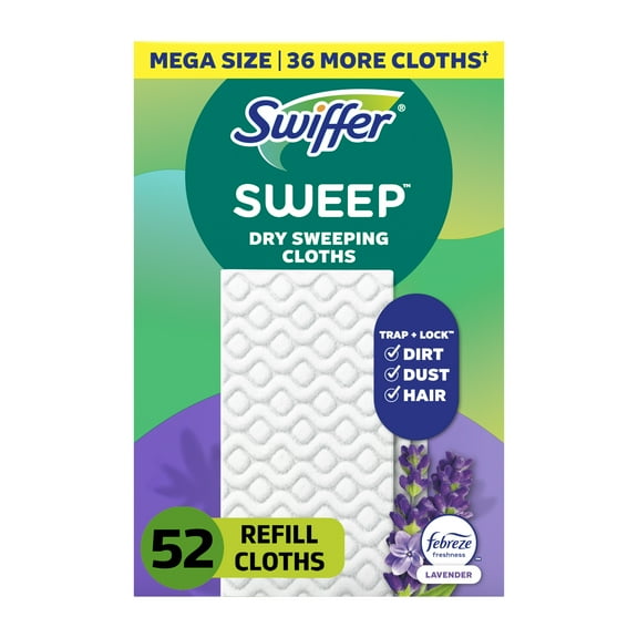Swiffer Sweep   Mop, Dry Pads Refill, Floor Cleaner, Cleaning Cloths, Lavender, 52 Count