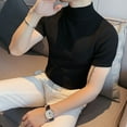 thumbnail image 6 of Lisingtool Mens T Shirt Men Half Turtleneck Casual Fashion Knitted Bottoming Shirt Tops Knitted Short Sleeve T Shirt Casual Comfortable Tee Tops Black, 6 of 9