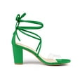 thumbnail image 3 of BLISSFUL STEP Sandales à Talon Bloc à Lacets pour Femme à Bride Transparente Vert (Taille 10), 3 of 8