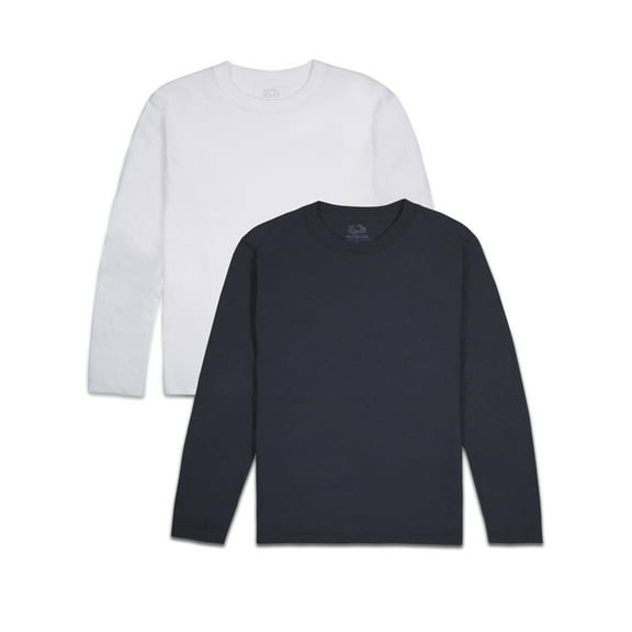 Fruit of the Loom Boys Long Sleeve T-Shirts, 2 Pack, Sizes XS - 2XL
