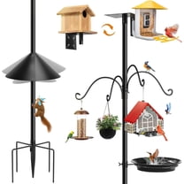 Bird Feeder Station with Squirrel Baffle and Bird Bath,Squirrel Proof for Bird Poles Hanging Feeder Station Kit Adjustable Heavy Duty Metal 5 Prong Base, Patio, Garden Decoration 92IN (Not House)
