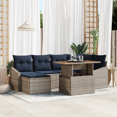 thumbnail image 1 of vidaXL Ensemble de Canapé de Jardin 7 Pcs avec Coussins Gris en Rotin Poly Acacia, 1 of 4