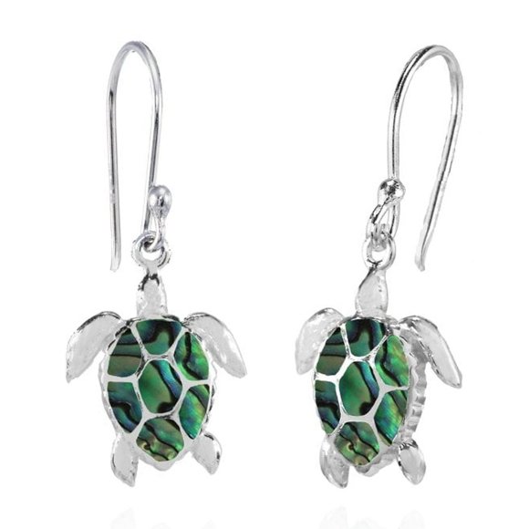 Pendientes GemStar USA de plata de ley con forma de tortuga con forma de abulón