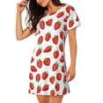 thumbnail image 2 of Sikiie Strawberries Print Women's Short-sleeved Nightdress, Round Neck Pullover Nightdress Pajamas Summer Home Wear, 2 of 6