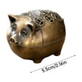 thumbnail image 3 of Vintage Brass Piggy Bank with Peace Sign Design, Decorative Collectible Coin Holder, Unique Gift for Home Decor, 3 of 5