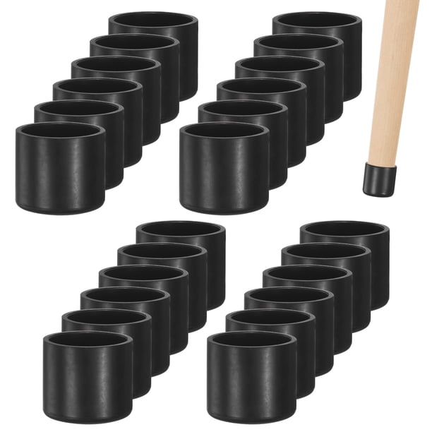 Uxcell 24 Paquete de Tapas para Patas de Silla de 7/8 pulgadas Protectores de Piso de Cloruro de Polivinilo Cubierta Redonda Puntas Negras