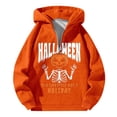 thumbnail image 3 of KHONTS Halloween Hoodies for Men Funny Graphic Trick or Treat Pumpkin Quarter Zip Hoodie Sweatshirt Long Sleeve Plus Size Pullovers Orange S, 3 of 4
