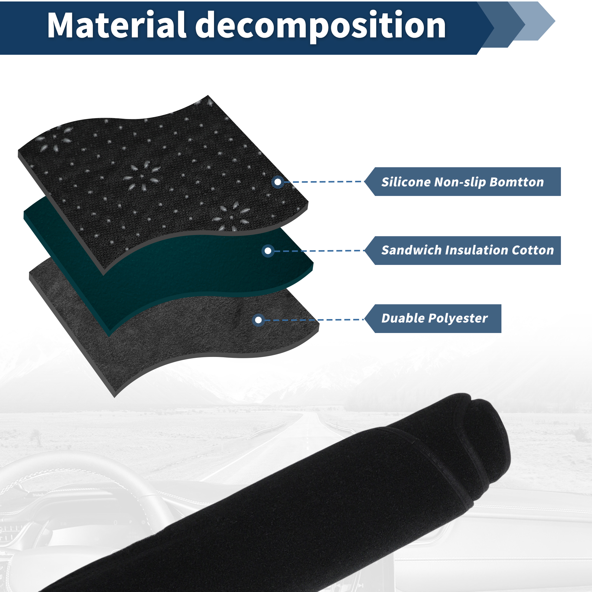 Dash Cover for Jeep Grand Cherokee L 2021-2025 Accessories Dashboard Cover Mat Polyester Center Console Dashboard Sunshield Pad Carpet Non-Slip Dashboard Protector Anti-Glare