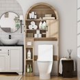 thumbnail image 3 of Over The Toilet Storage Cabinet, Bathroom Shelf Organizer Freestanding, Bathroom Arch Cabinet Over Toilet with Toilet Paper Holder and Anti-Tipping Device, Wood, 3 of 8