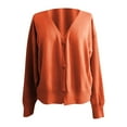 thumbnail image 4 of IROINNID Cardigan for Women Fall Winter Knit Warm Cardigan Long Sleeve Solid Button Down Short Basic Jacket,Orange, 4 of 4