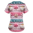 thumbnail image 4 of HaHaHappy Womens Christmas Scrubs Plus Size V Neck Ugly Christmas Santa Print Scrub Shirts Cute Short Sleeve Casual Scrub Tops Nurse Uniform Nursing Medical Workwear with Pocket Pink S, 4 of 4