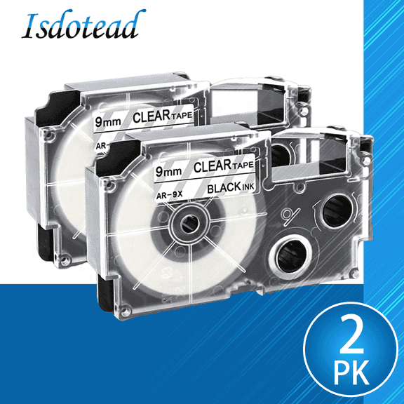 2-Pack Compatible for Casio Label Maker Tape 9mm XR-9WE XR-9WE2S XR9WE2S 9mm Black on White Label It for KL-120 KL-60 KL-100 KL-750 KL750B KL-780 KL820 KL7000 KL7200 Label Maker, 3/8" x 26'