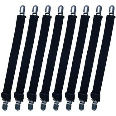 Bed Sheet Holder Straps, Sheets Fasteners Bedsheet Clips Elastic Adjustable Bed Corner Holders Heavy Duty Fitted Sheet Grippers for Bedding Mattress Pad Cover (8 Pcs, Black)