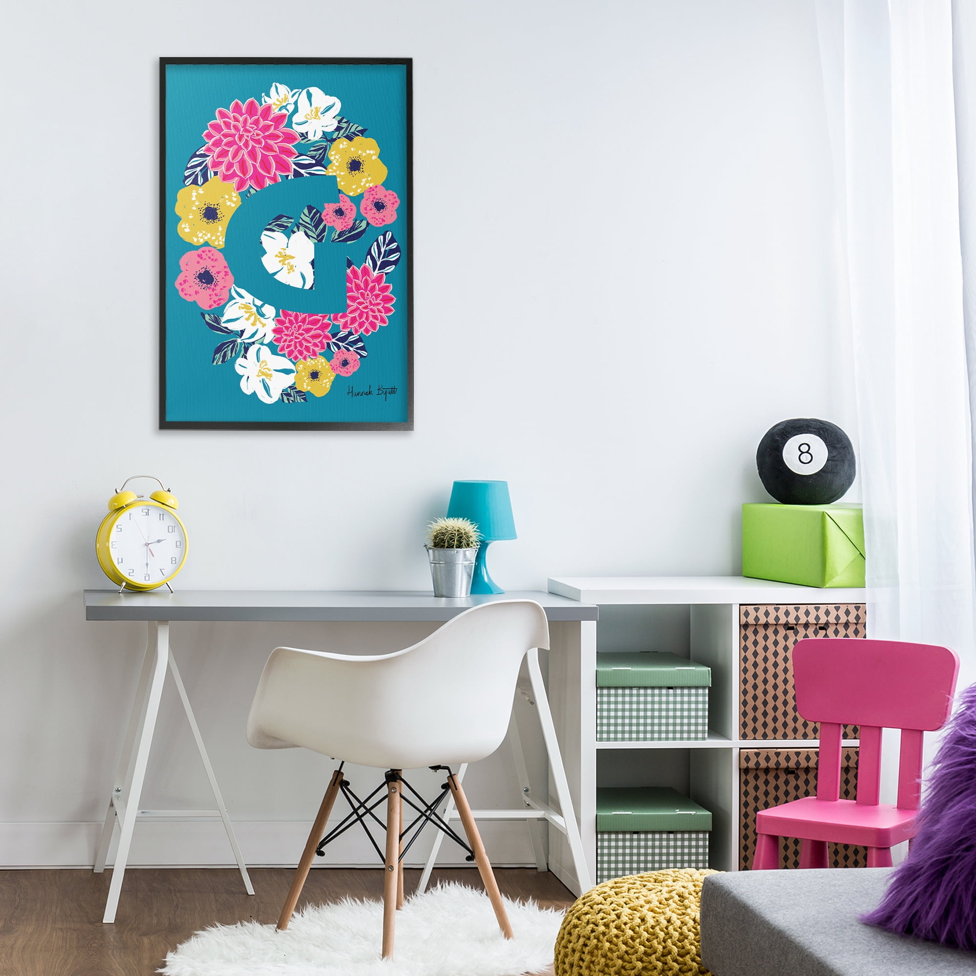 Stupell Industries Floral Bloom Letter G Botanical & Floral Painting Black Framed Art Print Wall Art, 20 x 30