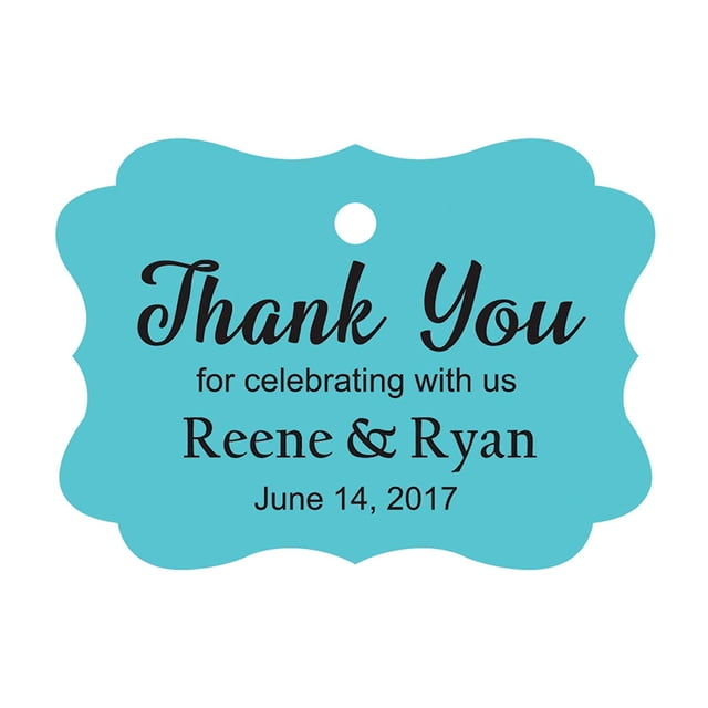 100 PCS Custom Wedding Favor Hang Tags Thank you for celebrating Personalized Paper Tags