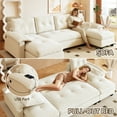 thumbnail image 6 of CARZZI 104.7" Sectional Sleeper Sofa with Pull Out Bed, Comfy Chenille U Shaped Convertible Sleeper Couch, Oversized Modern Modular Deep Seat Cloud Couches with USB Ports for Living Room, Beige White, 6 of 10