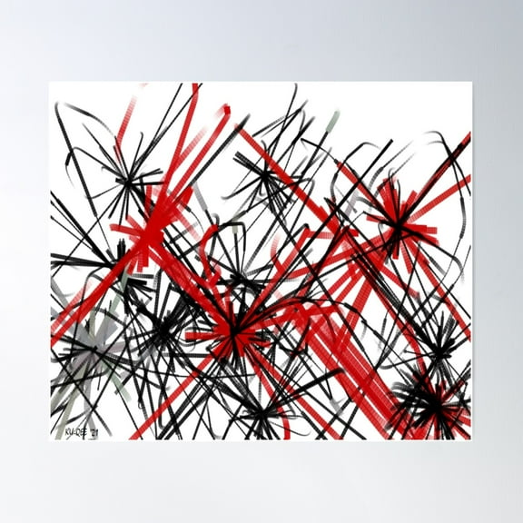 Spider Web Abstract Art Design Full Of Color , Red,Black And Grey Poster Wall Art, Modern Wall Decor For Living Room Bedroom, 8x12 UNFRAMED