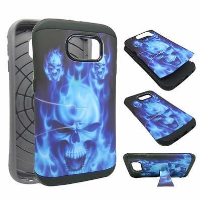 - For Samsung Galaxy S6 Hybrid Drop Protective Shock Proof Shock Absorb Enhanced Bumper Dual Layer Designer Case Shield Box Blue Devil Case Cover Kickstand