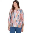 thumbnail image 3 of Alfred Dunner Womens Mini Ruffle Brushstroke Crew Neck Top, 3 of 4
