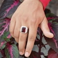 thumbnail image 2 of Natural Garnet Ring For Men in 925 Sterling Silver AAA+ Quality Emerald Cut Gemstone January Birthstone Jewelry, Personalized Engagement Gift, 2 of 2