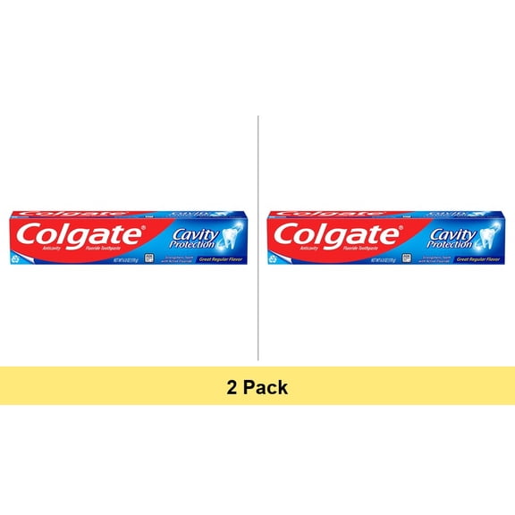 Colgate Cavity Protection Toothpaste with Fluoride, Minty Great Flavor, 6 oz Tube - 2 Pack