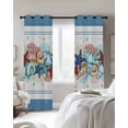 thumbnail image 3 of Green Starfish Summer Blackout Curtains, Light Blocking Print Window Curtains, Ocean Coral Conch Blue Shells Thermal Insulated Window Drapes for Living Room Kitchen Cafe 2 Panels, 55"W x 39"L, 3 of 9