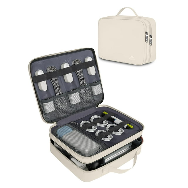 Organizador de viaje para electrónica MATEIN resistente al agua, color beige