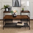 thumbnail image 2 of Walker Edison 3-Piece Engineered Wood Tray Top Accent Table Set in Dark Walnut, 2 of 6