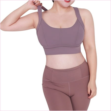Mrat Womens Yoga Bralette Sports Yoga Bra for Women Padded Push up Crossback Sports Bra Athletic Running Bra Workout Bra Bralettes Plus Size Ladies Bra Pullover S-123 Purple 3XL