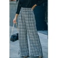 thumbnail image 2 of ABPHQTO Pantalones anchos de tweed a cuadros negros de mujer, 2 of 5