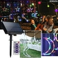 thumbnail image 3 of Viworld Star Solar Lights Outdoor 138LED Solar Powered Curtain Lights Window Lights Solar Led String Lights Star Moon Fairy Lights for Backyard Garden Patio Home Christmas Holiday Decoration, 3 of 7