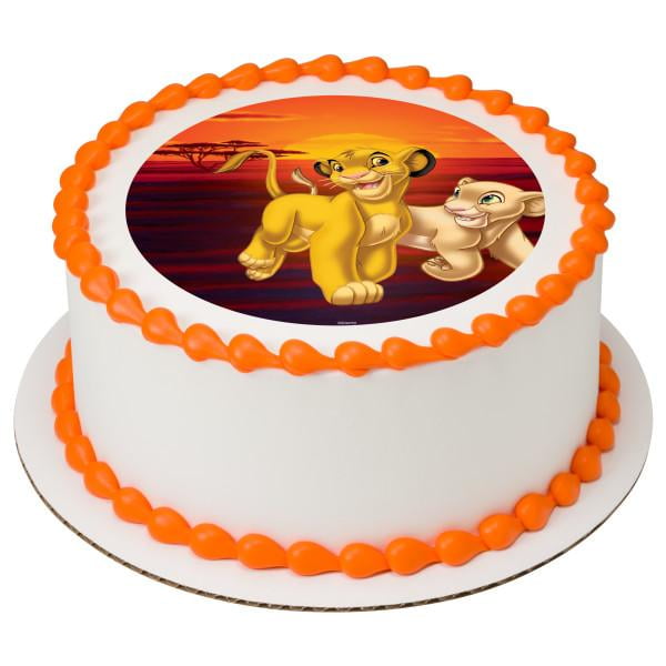 The Lion King Simba And Nala Edible Cake Topper Image 8 Round Walmart Com