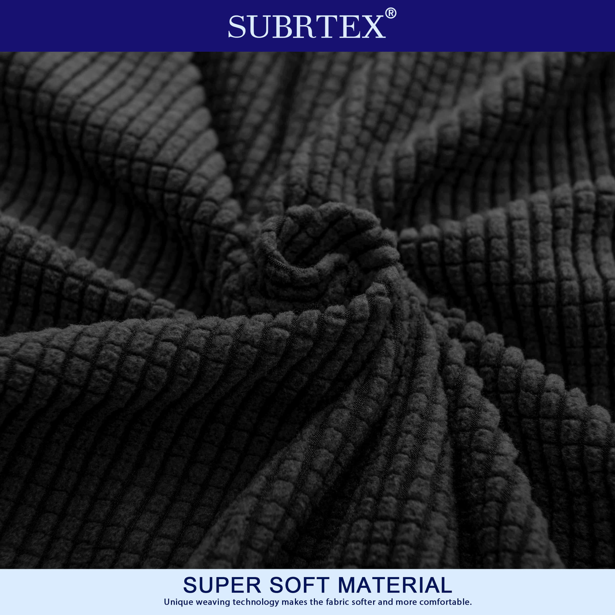 Subrtex Stretch 1-Piece Textured Grid Armchair Slipcover, Black