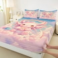 thumbnail image 3 of jejeloiu Kawaii Axolotl Twin Sheet Sets,Ocean Sealife Twin Fitted Sheet,Pink Cartoon Salamander Flat Sheet,Microfiber Room Decoration,3-Piece, 3 of 7
