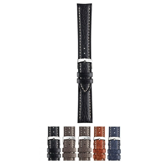 Morellato Kuga Alligator Grain Genuine Calf Leather Watch Strap - Black - 18mm - Chrome-plated Stainless Steel Buckle - PERFORMANCE Collection