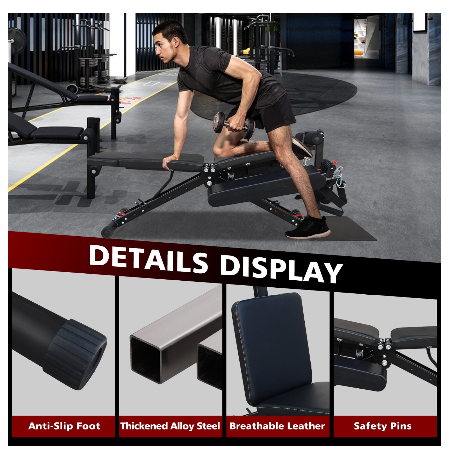 Fitness Chair Multifunction, Adjustable Weight Bench for Full Body Workout - 660lbs Capacity, Foldable
