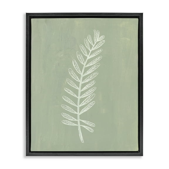 Stupell Industries Simple Fern Impression Plants & Flowers Painting Black Floater Framed Canvas Art Print Wall Art, 17 x 21
