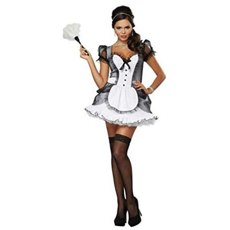 California Costumes Women's Luxe French Maid Sexy Dress Costume, White/Black, X-Large