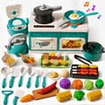 thumbnail image 4 of JoyStone 66PCS Kids Pretend Play Kitchen Set with Lights, Sounds & Mist, Rice Cooker, BBQ Grill, Cookware & Cutting Food, 4 of 11