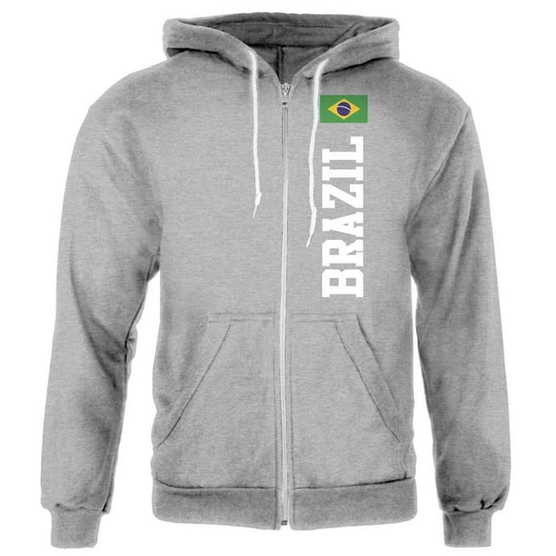 Brazil Flag World Cup Mens Full Zip Hoodie 