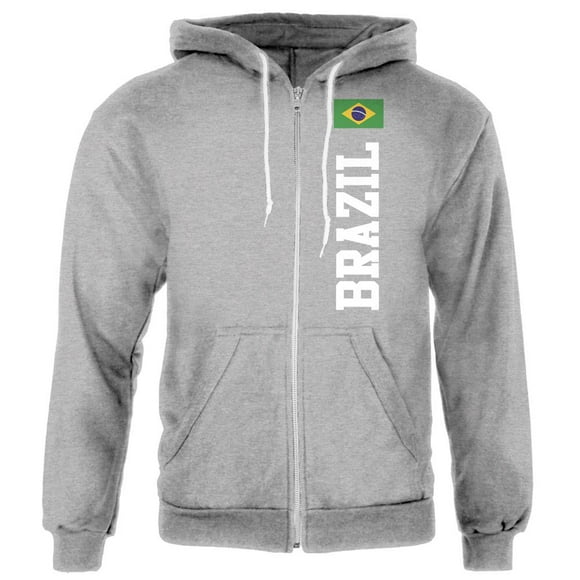 Brazil Flag World Cup Mens Full Zip Hoodie
