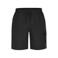 thumbnail image 2 of Pjgvf Men’s Shorts Elastic Waist Elastic Waist Pocket Drawstring Shorts Solid Color Fashion Loose Fit Climb Mountains Pants Black XXL, 2 of 6